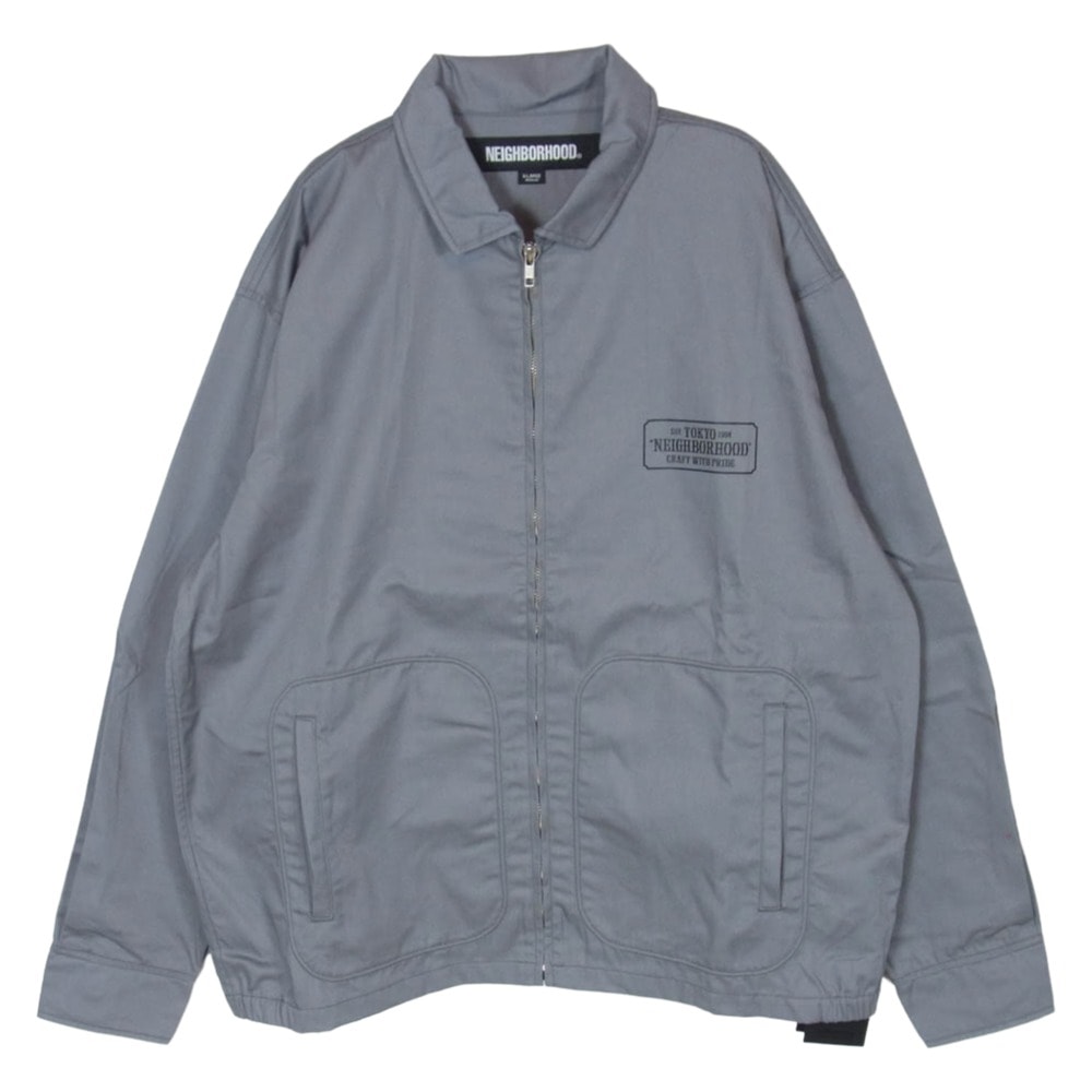 NEIGHBORHOOD ネイバーフッド 22AW 222TSNH-JKM03 FRONT ZP JK.EC バックロゴプリント フロントジップジャケット グレー系 XL【極上美品】【中古】