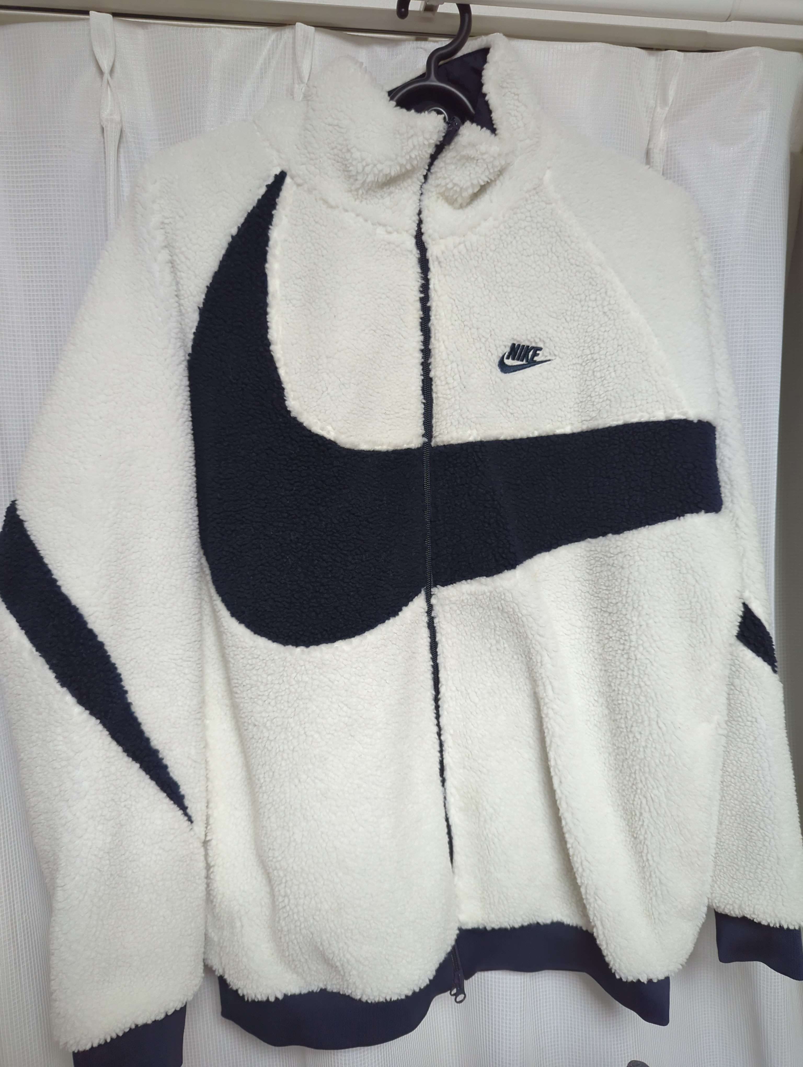 Nike Big Swoosh Reversible Boa Jacket "Sail/Dark Obsidian"