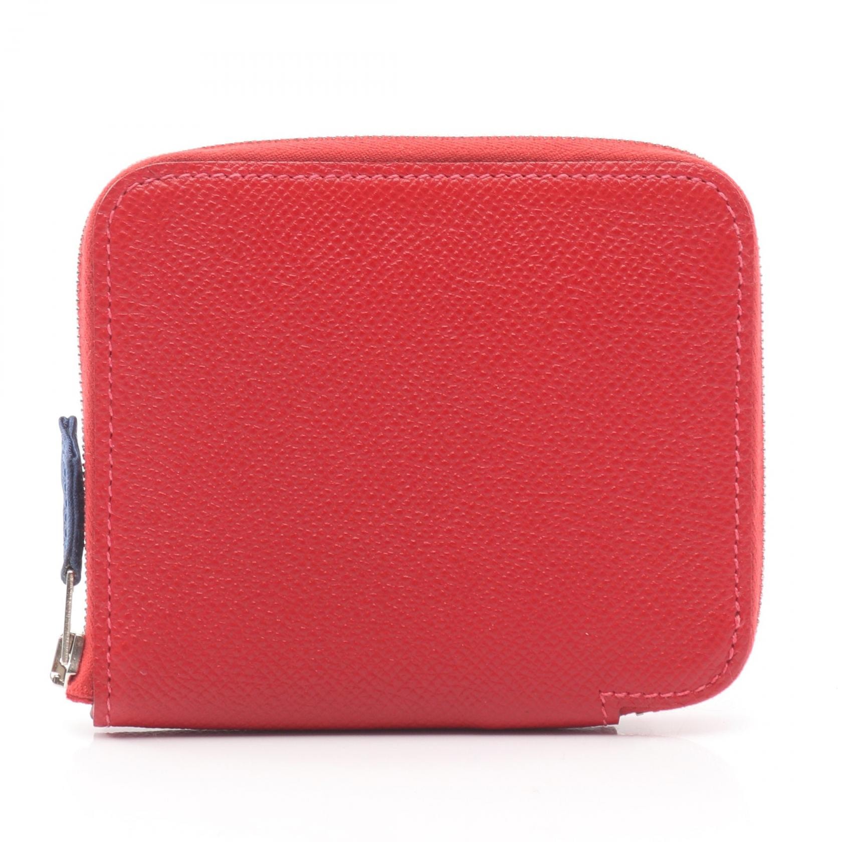 エルメス HERMES アザップコンパクト シルクイン ラウンド財布 財布 レザー カーフ(牛革) ヴォーエプソン ヴォーエプソン ルージュカザック □P刻印(2012年製造) レディース レッド系 【中古】