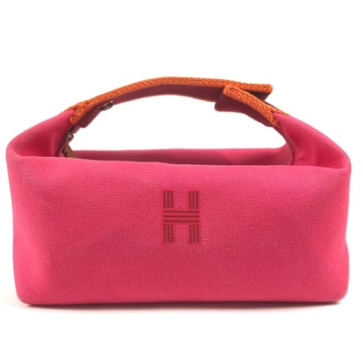 エルメス HERMES ブリッドアブラックPM ブリッド ア ブラック PM カバン バニティバッグ ハンドバッグ キャンバス ハイビスカス ピンク 美品