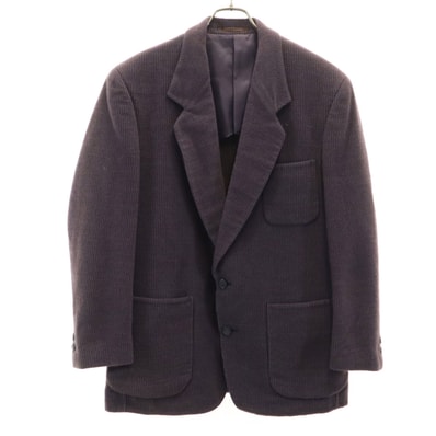LANVIN ランバン 90s ウールブレンド オールド ストライプ テーラードジャケット 48-35 パープル系