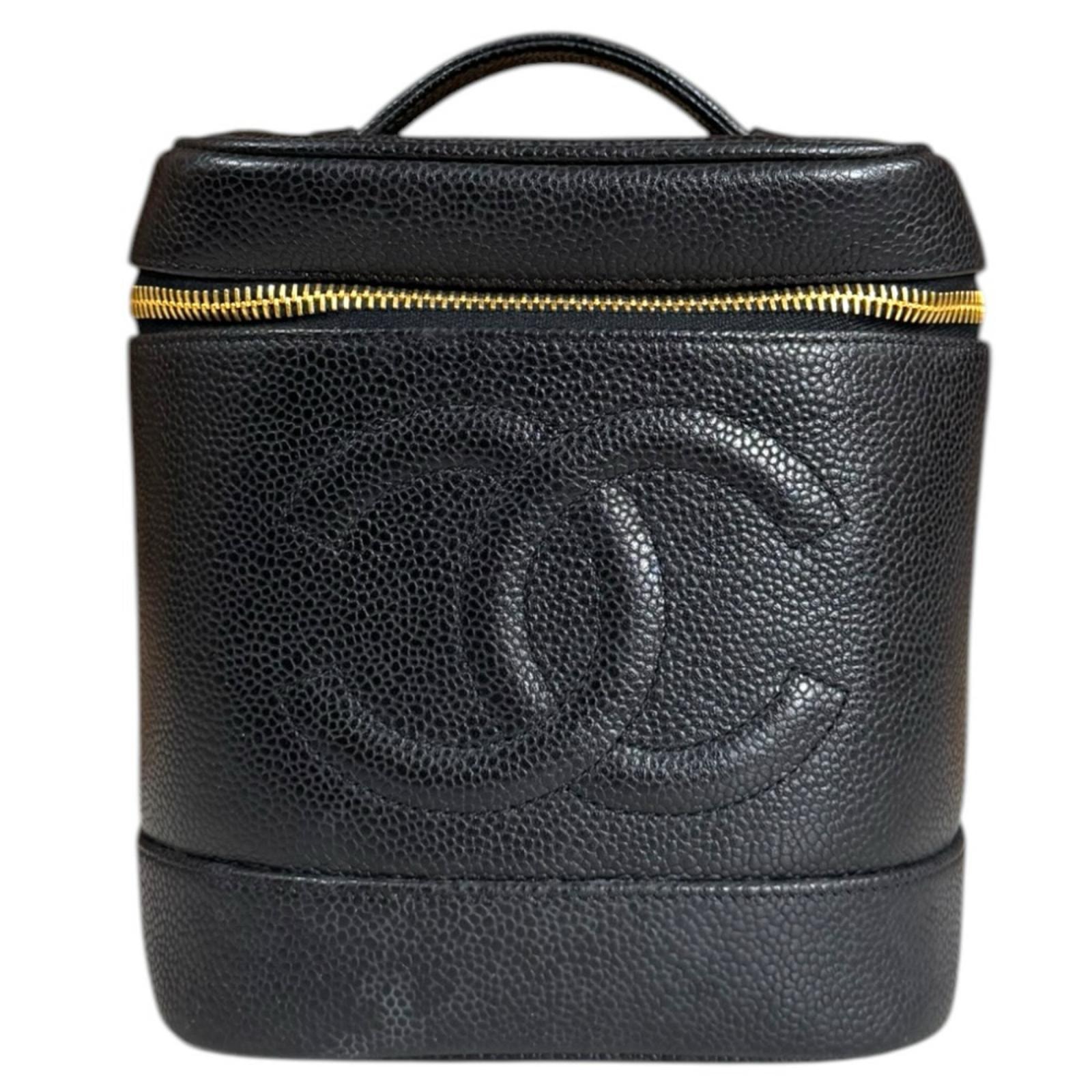 シャネル 縦型バニティ ココマーク ハンドバッグ キャビアスキン A01998 ブラック レディース CHANEL  中古