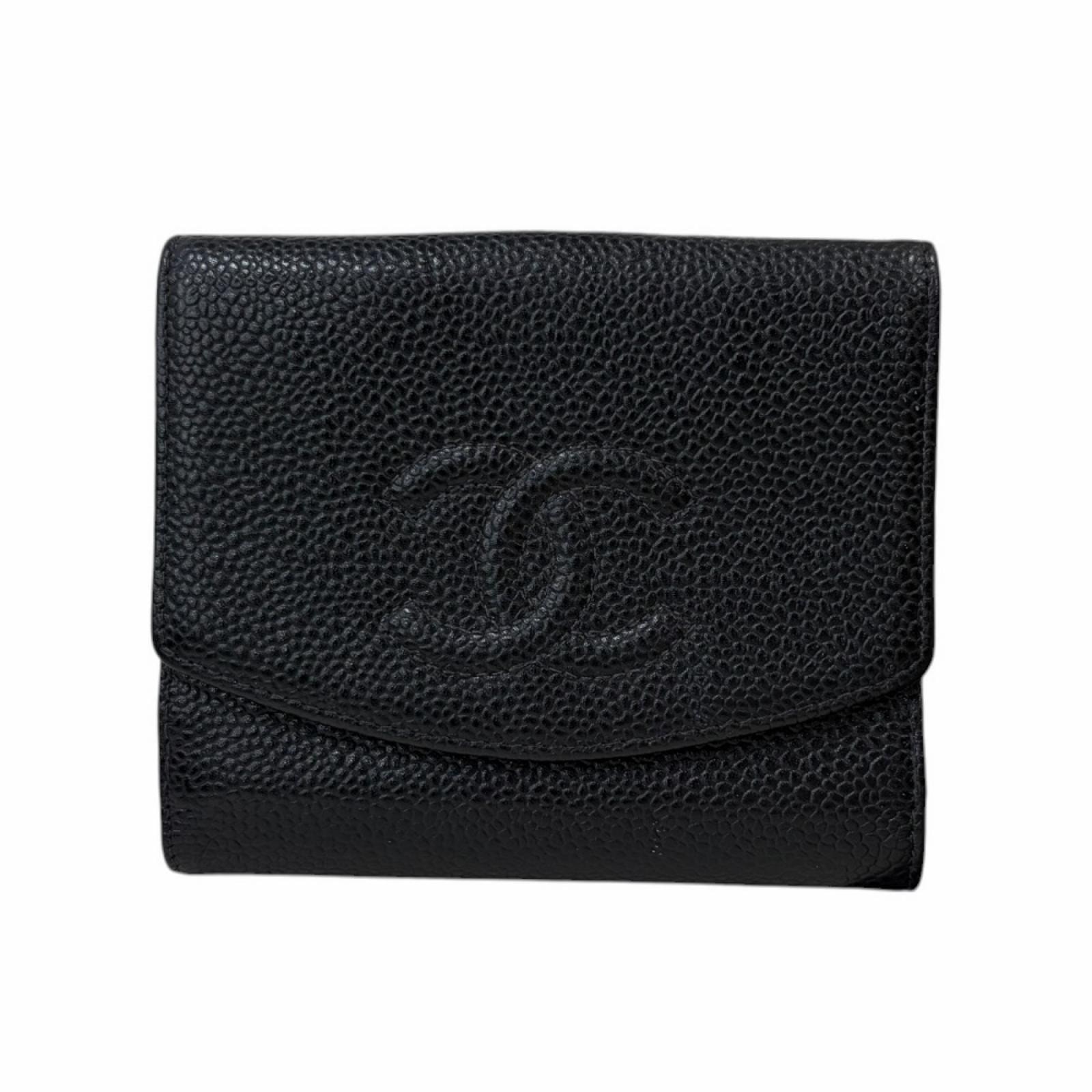 シャネル ココマーク 二つ折り財布 レザー レディース CHANEL  中古