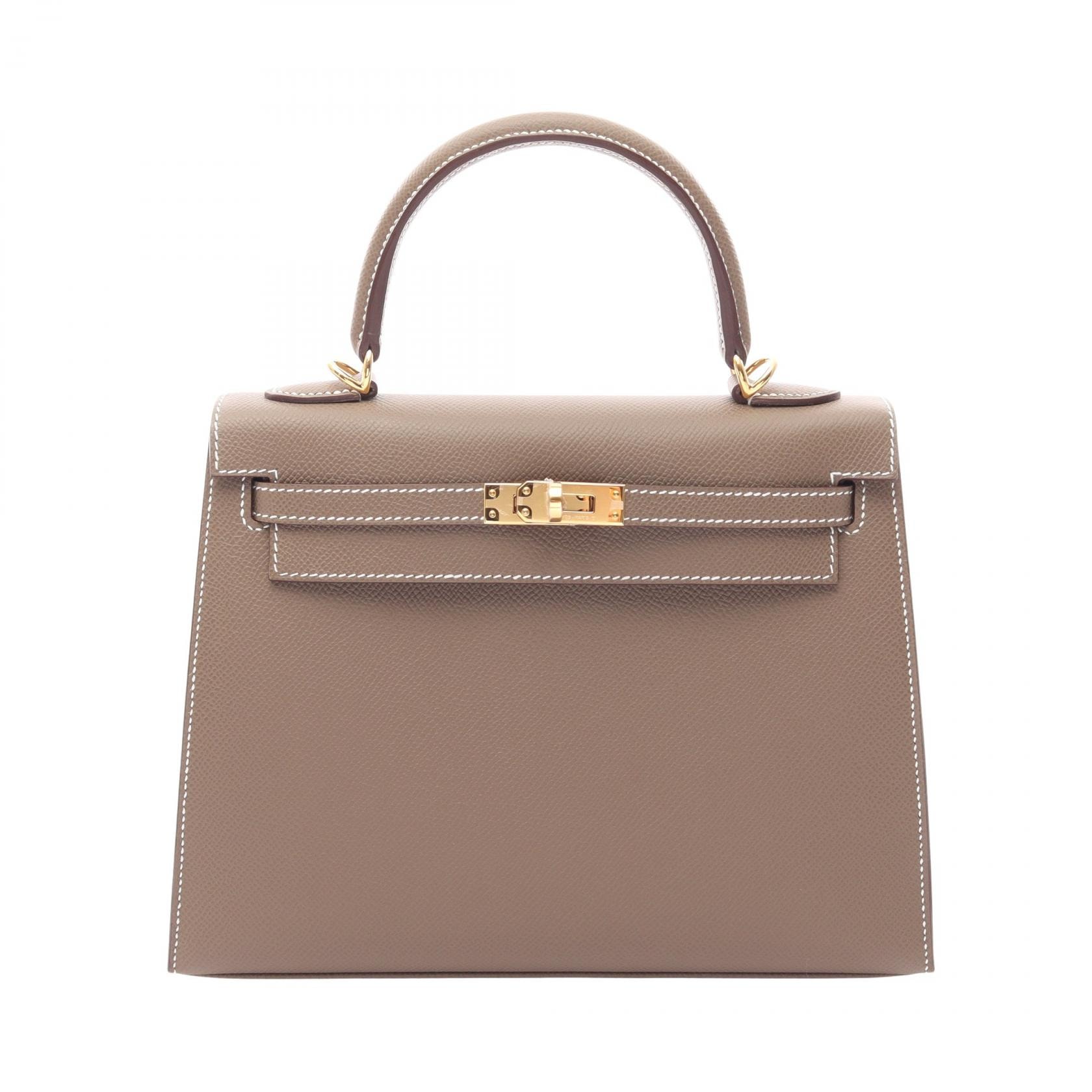 エルメス HERMES ケリー25 エトゥープ 外縫い 2WAY ハンドバッグ バッグ ヴォーエプソン ヴォーエプソン レディース グレー系 【中古】