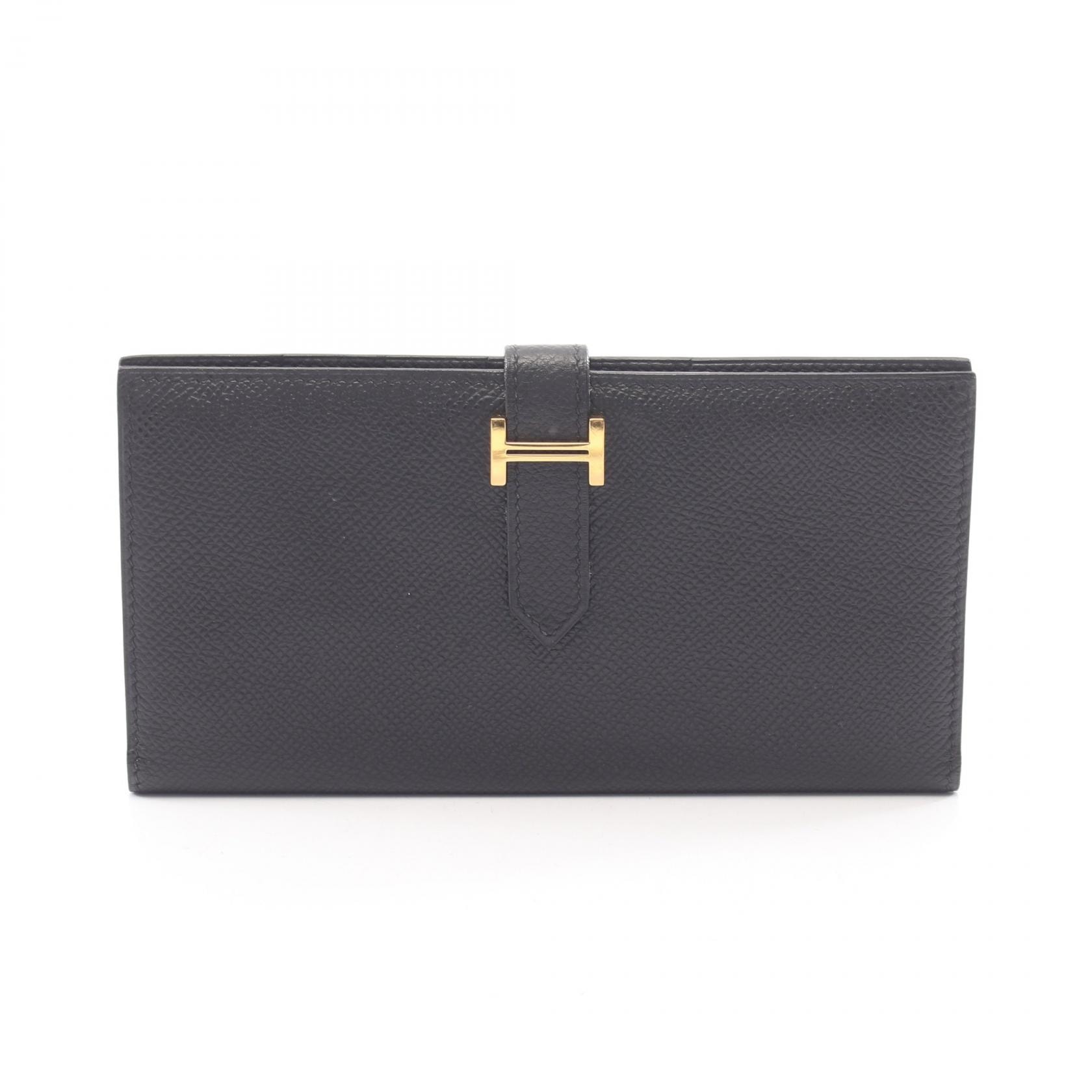 エルメス HERMES ベアンクラシック 二つ折り長財布 財布 レザー ヴォーエプソン ヴォーエプソン ブラック(エルメス) □K刻印(2007年製造) レディース ブラック系 038671CC 【中古】