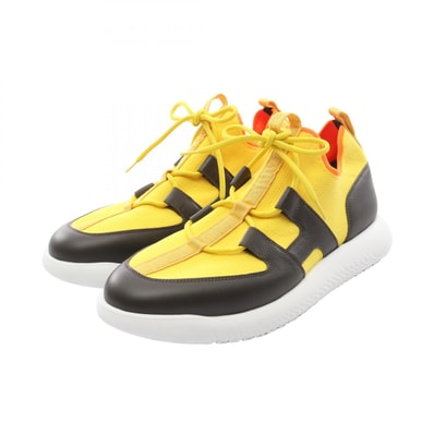 エルメス HERMES デュエル スニーカー 靴 レザー ファブリック メンズ イエロー系 / ブラウン系 【中古】