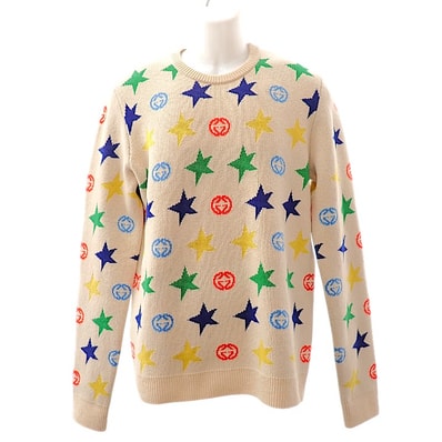 グッチ スタープリント ウールニットセーター 21AW M【中古】【Aランク】
