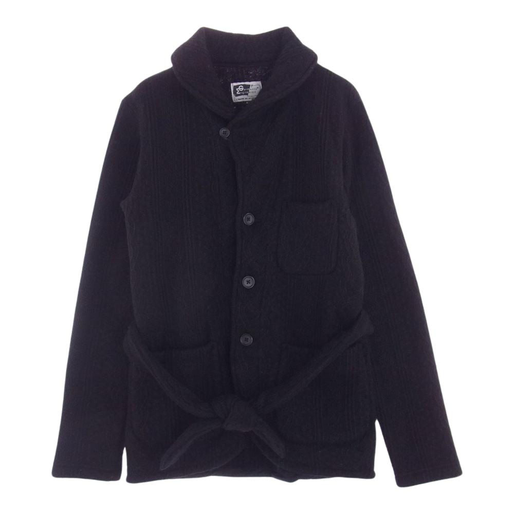 Engineered Garments エンジニアードガーメンツ ジャケット ショールカラー ベルテッド ウール ニット ジャケット ブラック系 S【中古】
