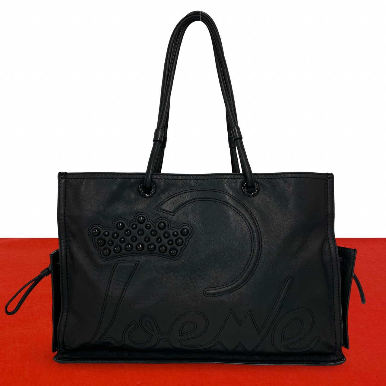LOEWE ロエベ ショッパートート ロゴ レザー トートバッグ ブラック
 17985
