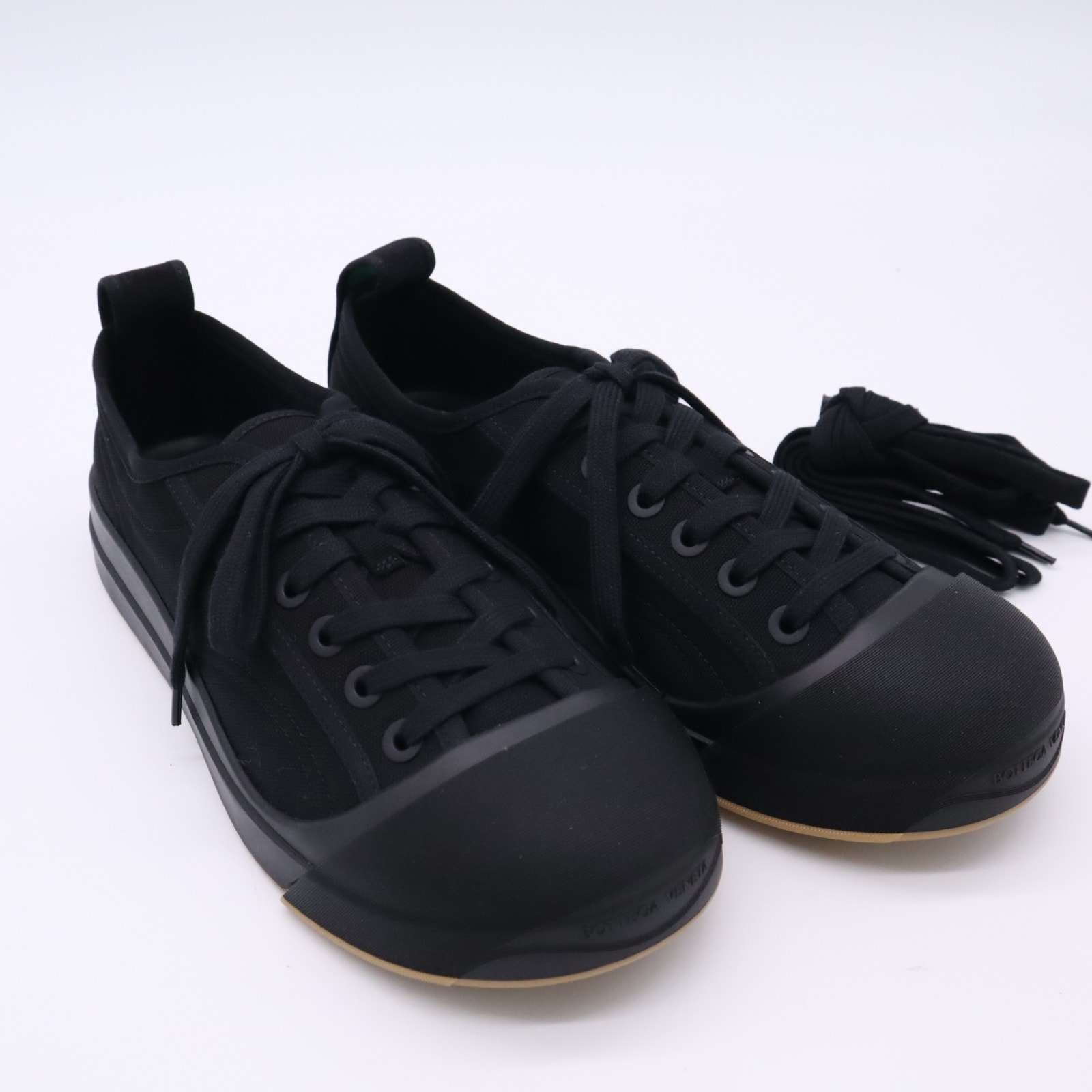 未使用 BOTTEGAVENETA ボッテガヴェネタ バルカン ラバー キャンバス スニーカー 9 27 741360 V2R10 スニーカー ブラック ラバー キャンバス レディース