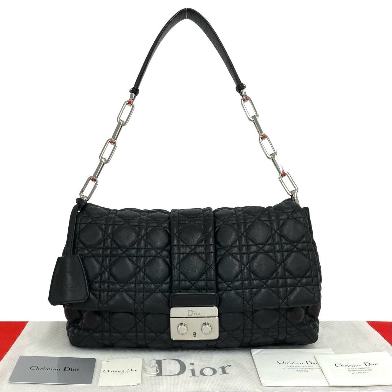 Christian Dior ディオール カナージュ ニューロック ラムスキン ショルダーバッグ ブラック
 35316