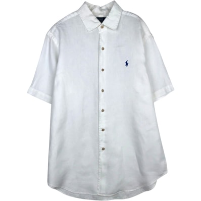 古着 ラルフローレン Ralph Lauren POLO by Ralph Lauren BRADFORD CLASSIC FIT 半袖 リネンシャツ メンズL相当/eaa612009