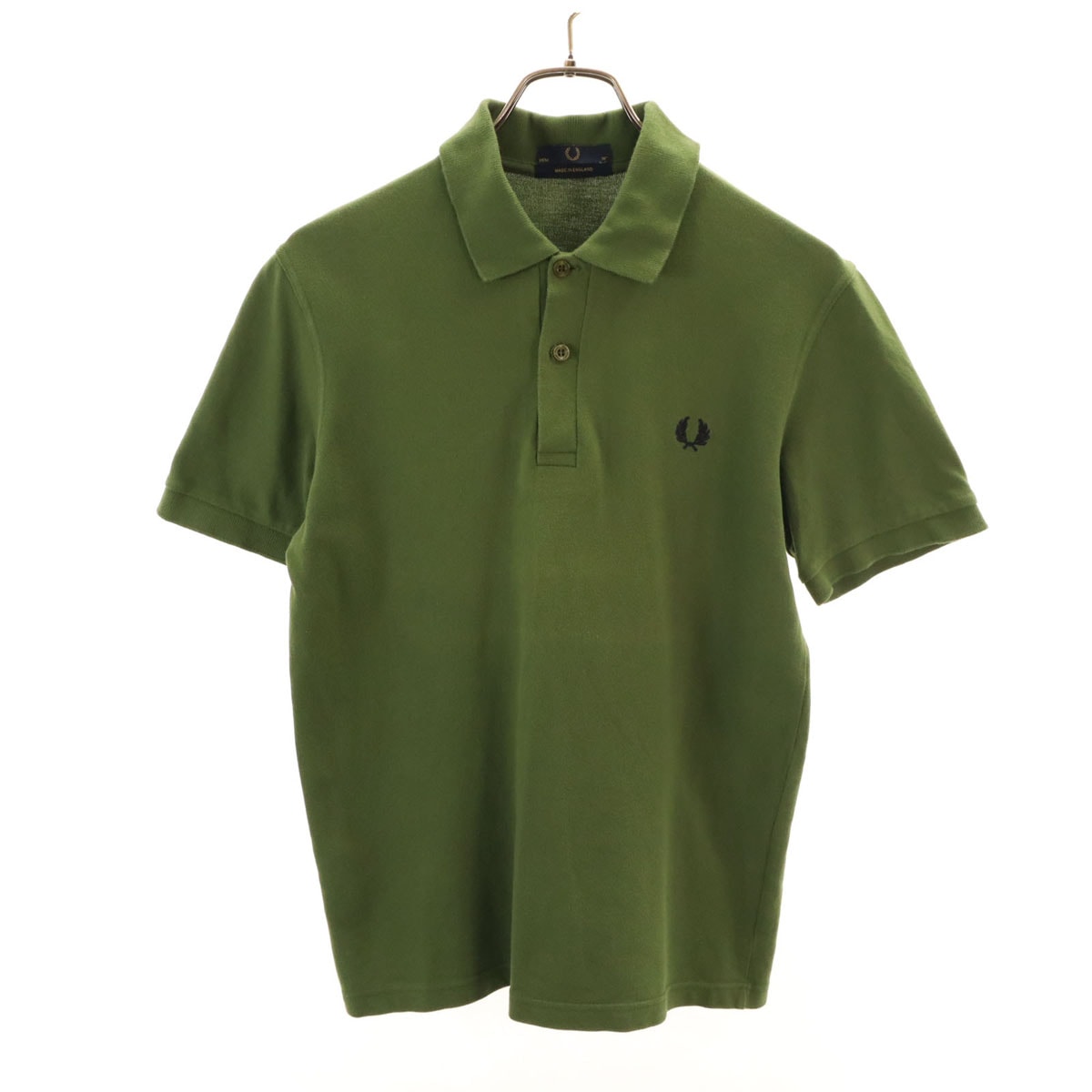 FRED PERRY フレッドペリー イングランド製 半袖 ポロシャツ 36 グリーン系 鹿の子