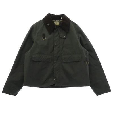 Barbour バブアー 2102413 SPEY スペイ 3ワラント オイルド ワックスコットン ジャケット ショートブルゾン グリーン系 M【中古】