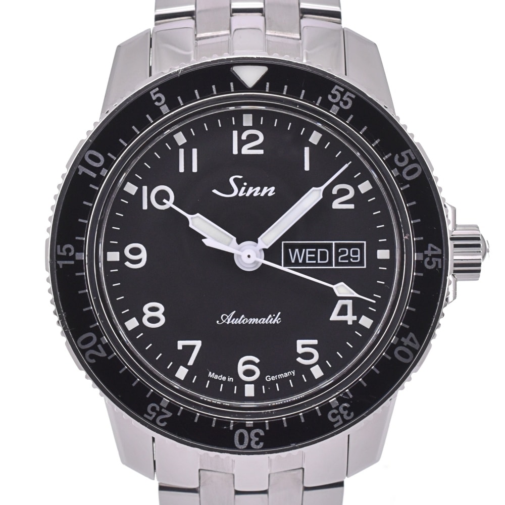 値下 ジン Sinn 104.ST.SA.A.M 104 パイロット ウォッチ デイデイト 自動巻き メンズ 良品 N#143104