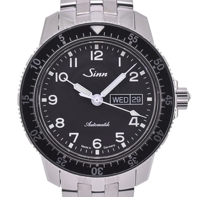 値下 ジン Sinn 104.ST.SA.A.M 104 パイロット ウォッチ デイデイト 自動巻き メンズ 良品 N#143104