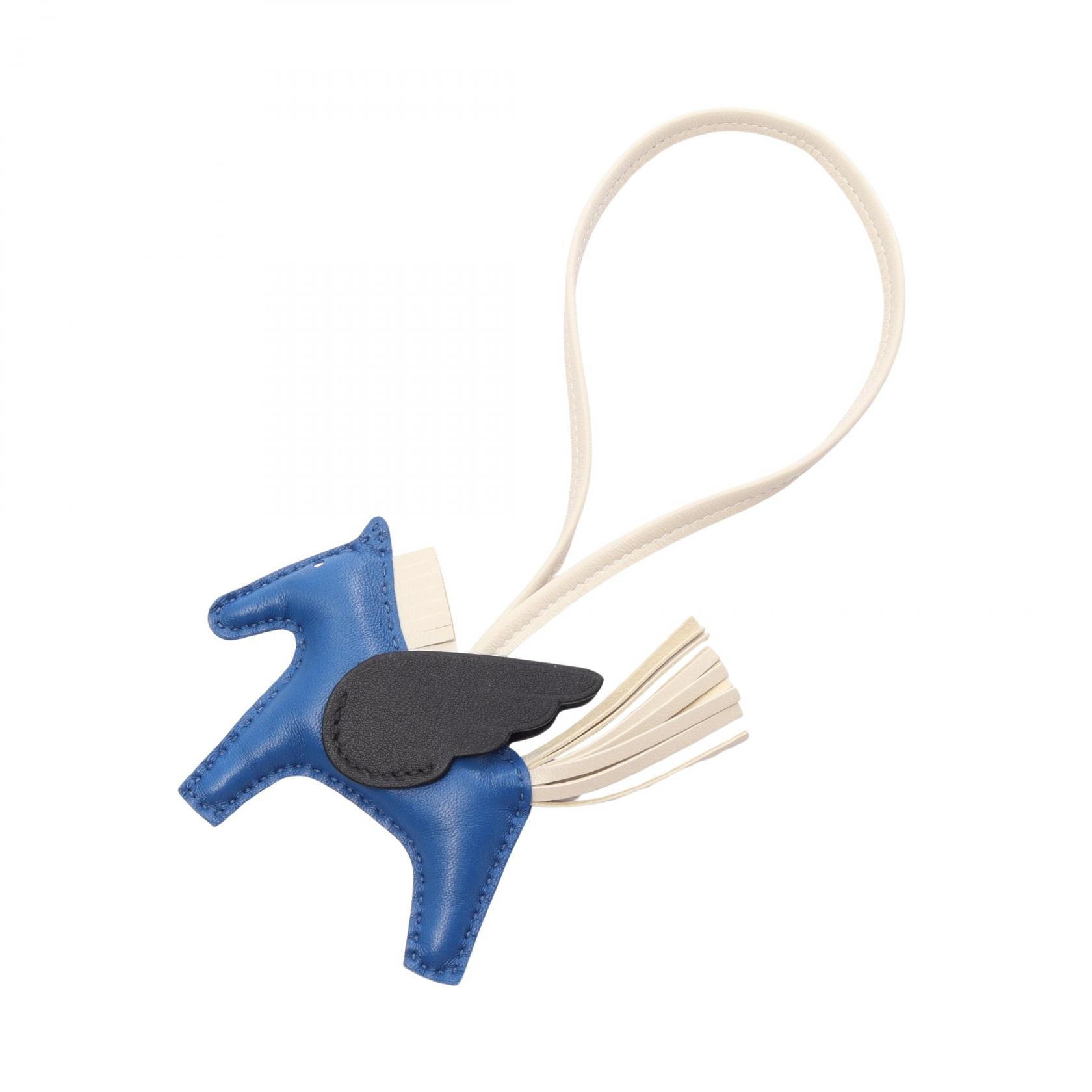 エルメス HERMES ロデオペガサスPM ブルーフランス クレ チャーム アクセサリー アニョーミロ / ヴォースイフト アニョーミロ U刻印(2022年製造) レディース ブルー系 / アイボリー系 / ブラック系 【中古】