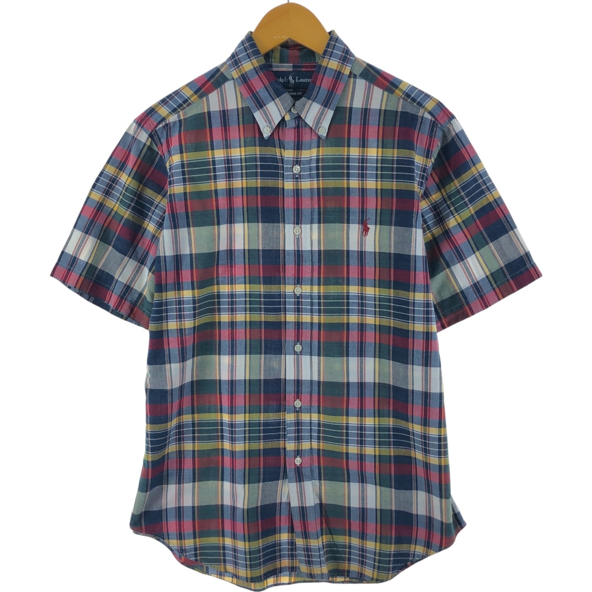 古着 ラルフローレン Ralph Lauren CLASSIC FIT 半袖 ボタンダウン チェックシャツ メンズM相当/eaa539176