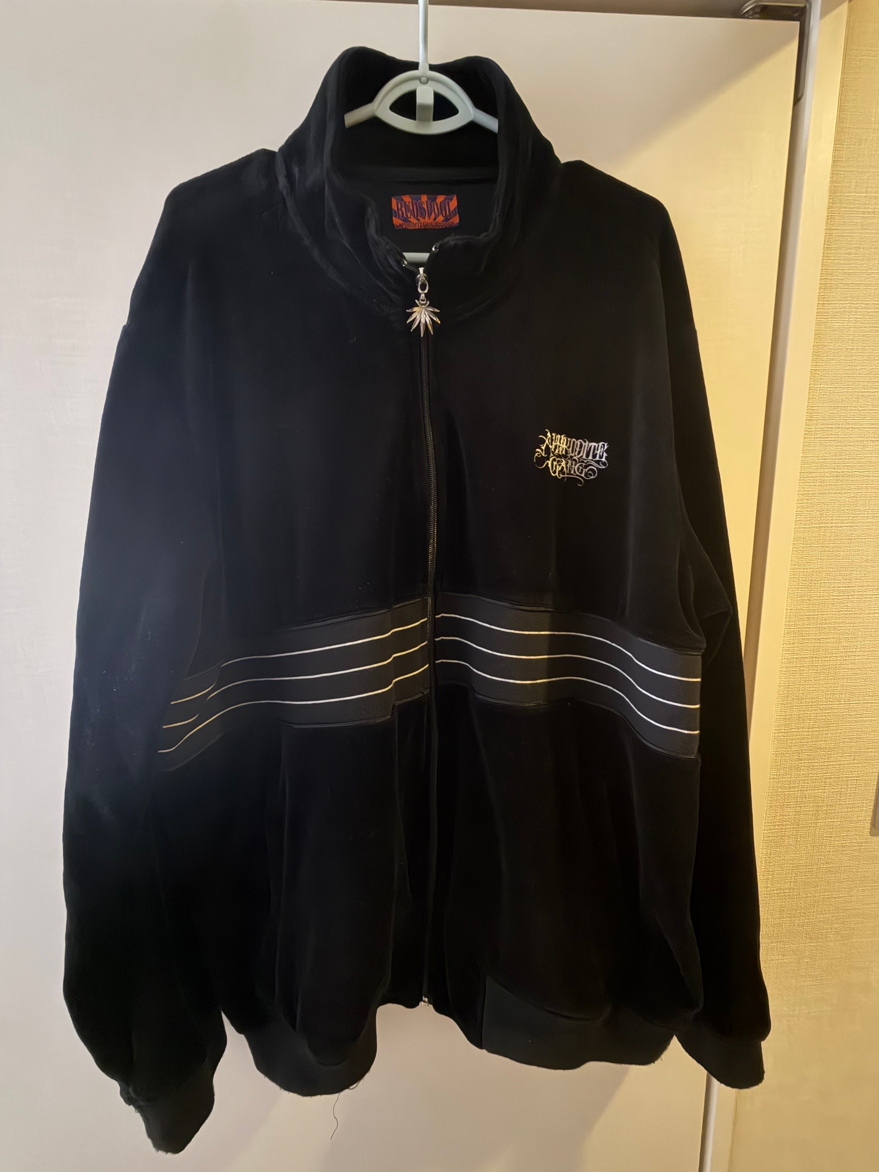 APHRODITEGANG Velour Jersey Track Jacket "Black"