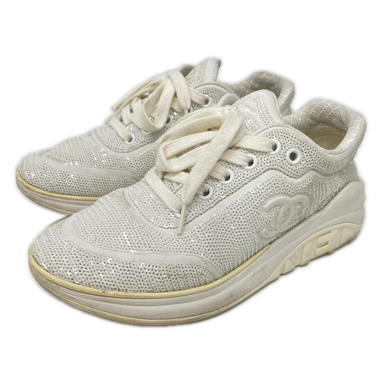 シャネル G35936 ココマーク スパンコール スニーカー 35