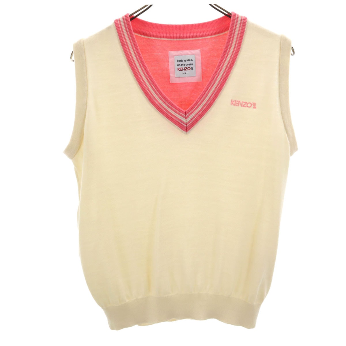 KENZO GOLF ケンゾーゴルフ 90s 日本製 オールド Vネック ニットベスト 2 アイボリー
