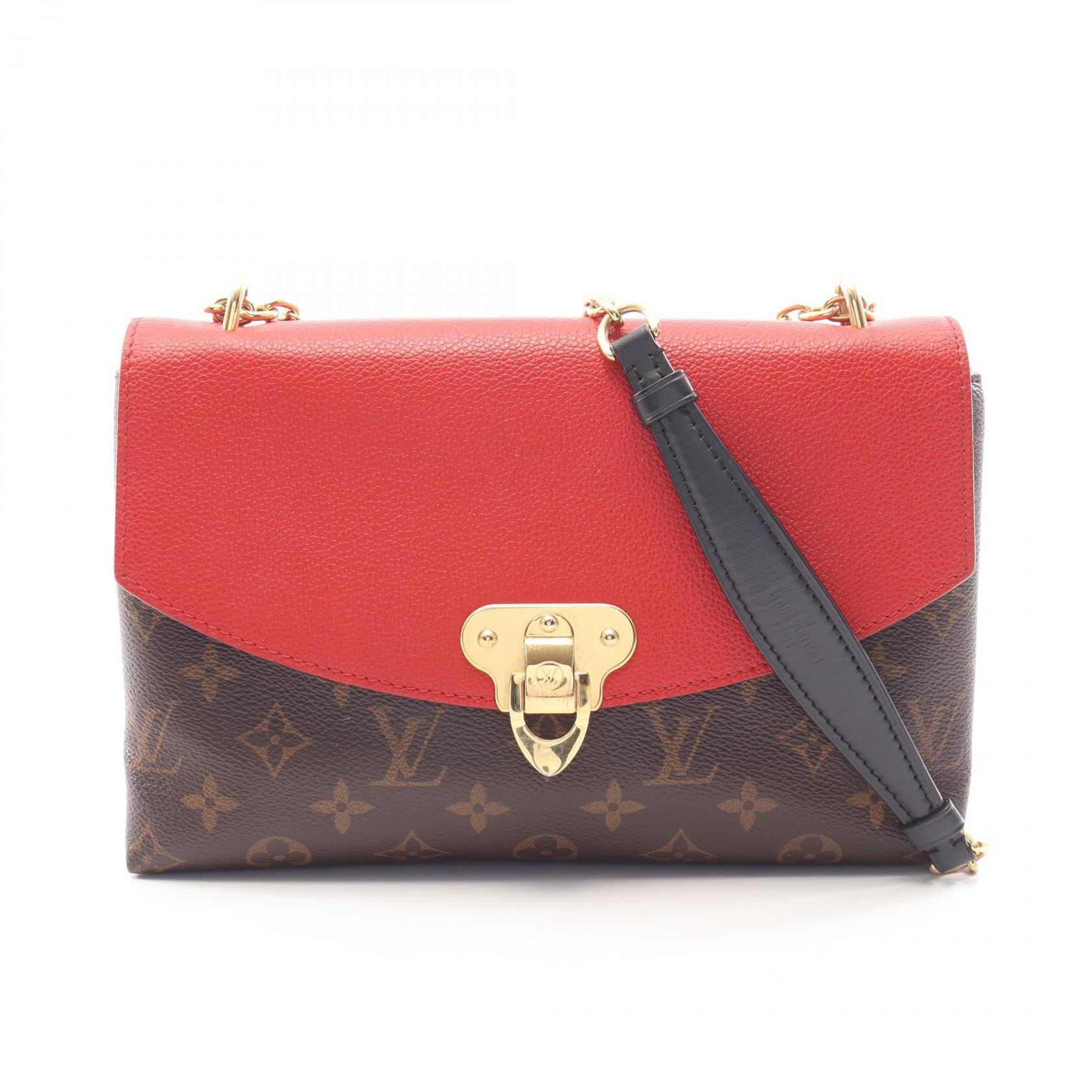 ルイ・ヴィトン LOUIS VUITTON サン プラシード ショルダーバッグ バッグ PVCコーティングキャンバス レザー モノグラム スリーズ レディース ブラウン系 / レッド系 M43713 【中古】