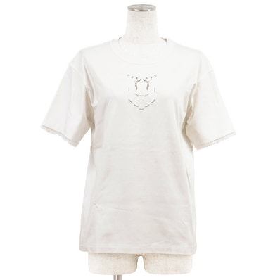 【SALE】HERMES エルメス 半袖Tシャツ サイズ 34 レディース 2025年製 エンブロイダリー 刺繍 レース カットソー トップス オフホワイト 白 フランス製