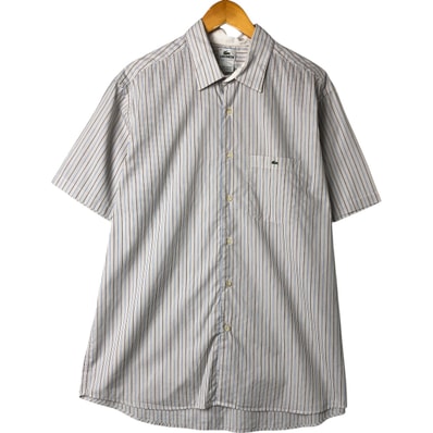 古着 ラコステ LACOSTE 半袖 コットン ストライプシャツ メンズXL相当/eaa547811