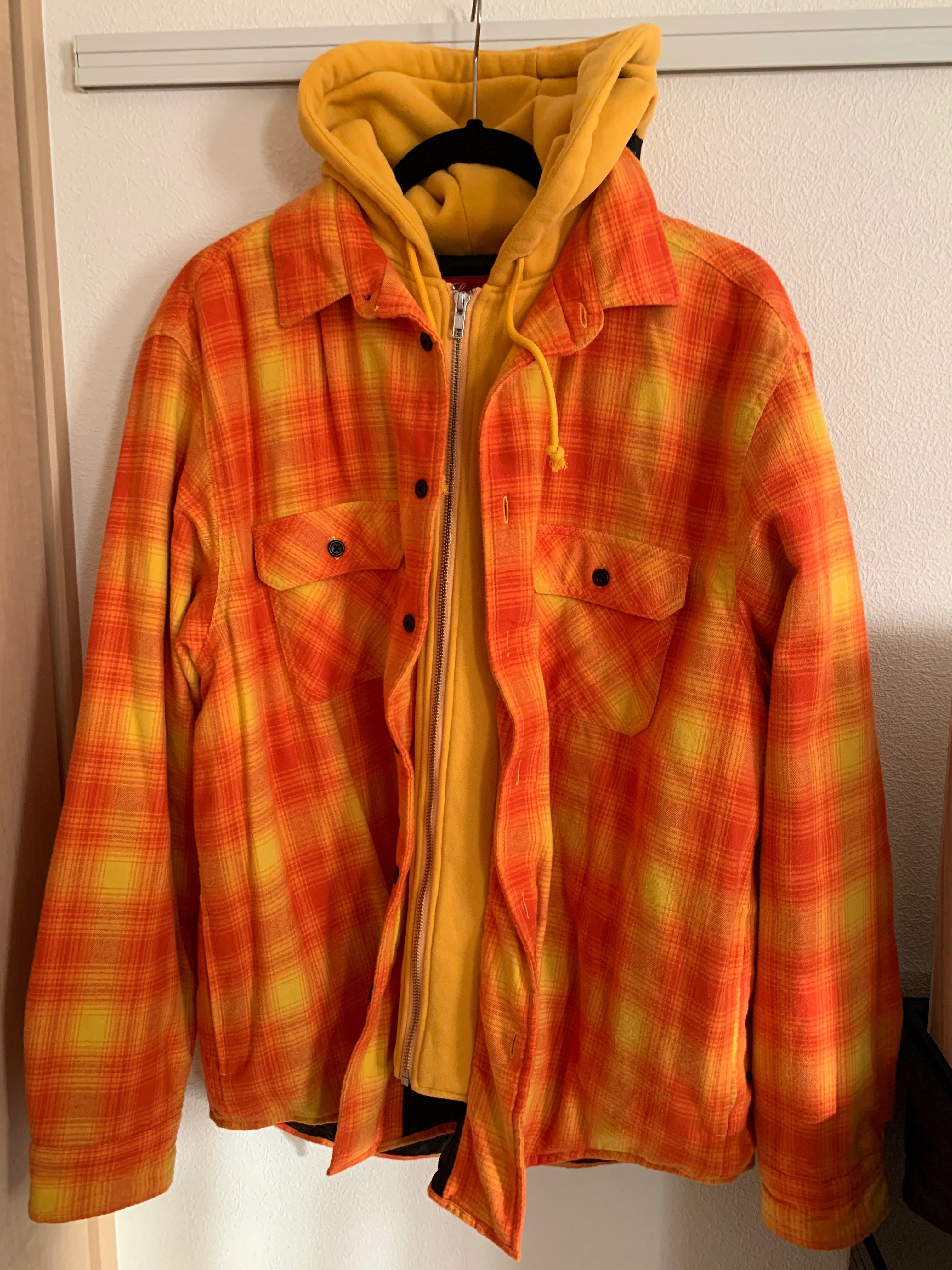 Supreme Hooded Flannel Zip Up Shirt "Orange"