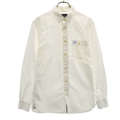 FRED PERRY フレッドペリー 長袖 コットンシャツ S ホワイト