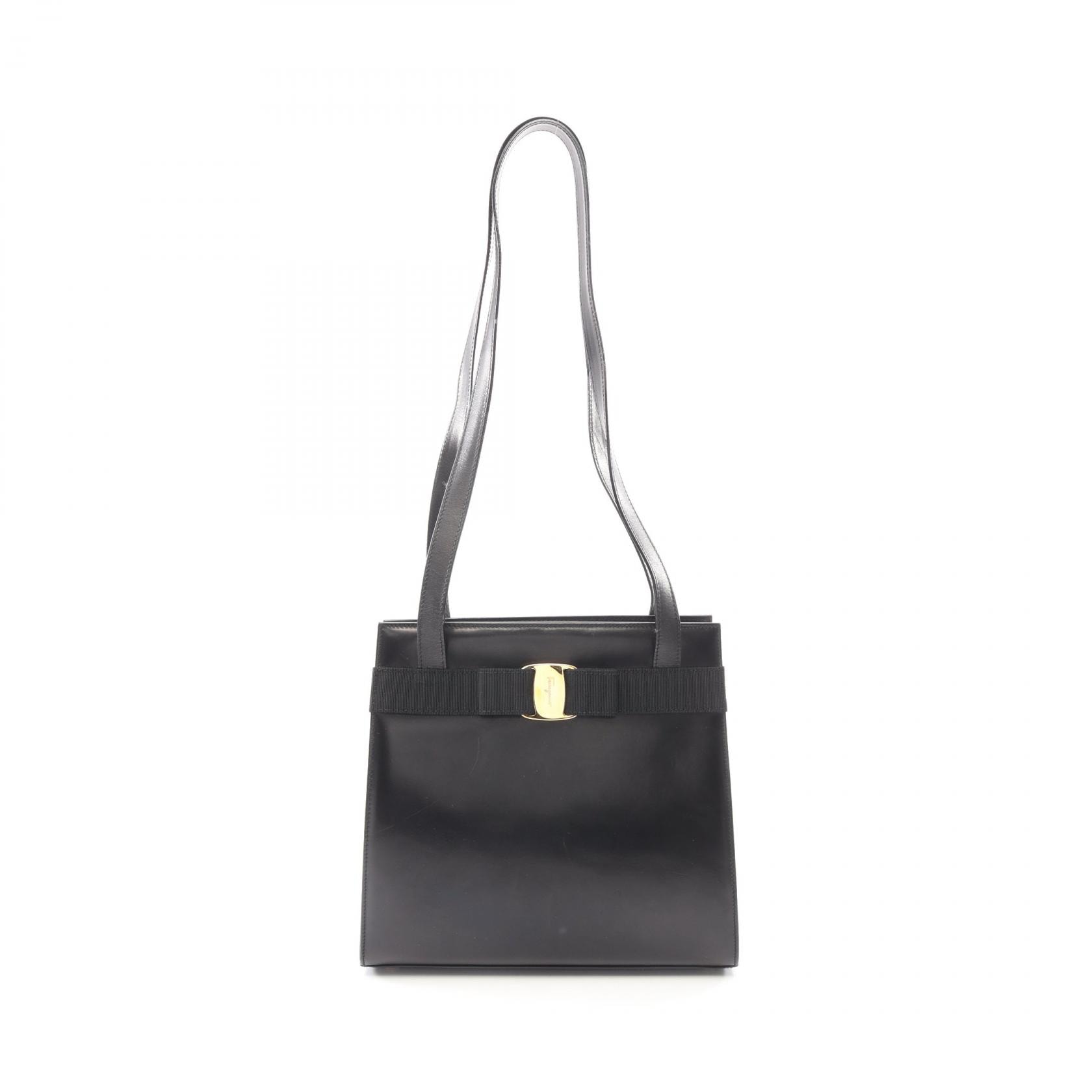 サルヴァトーレフェラガモ Salvatore Ferragamo ヴァラリボン ショルダーバッグ バッグ レザー レディース ブラック系 【中古】