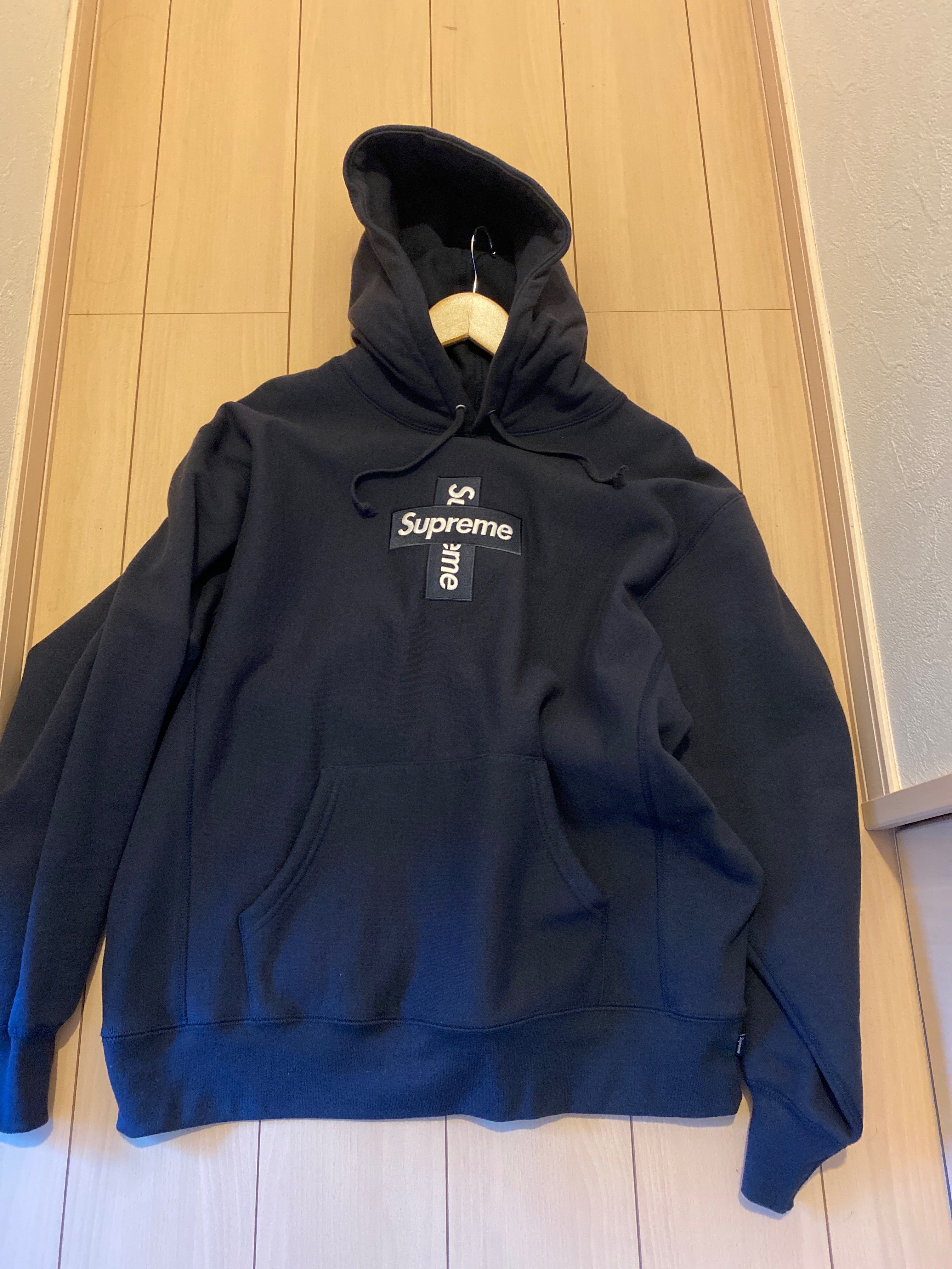 Supreme Cross Box Logo Hooded Sweatshirt "Navy"