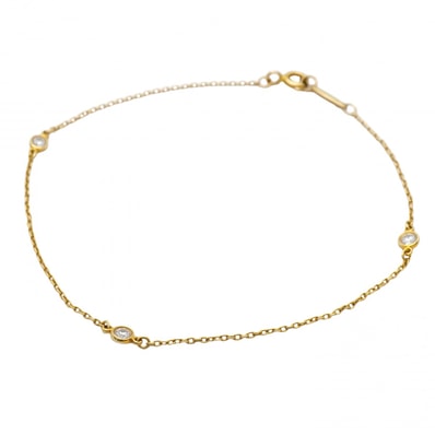 【6jdb0408-49】ティファニー ブレスレット バイザヤード 3PD K18YG イエローゴールド ダイヤモンド【中古】レディース