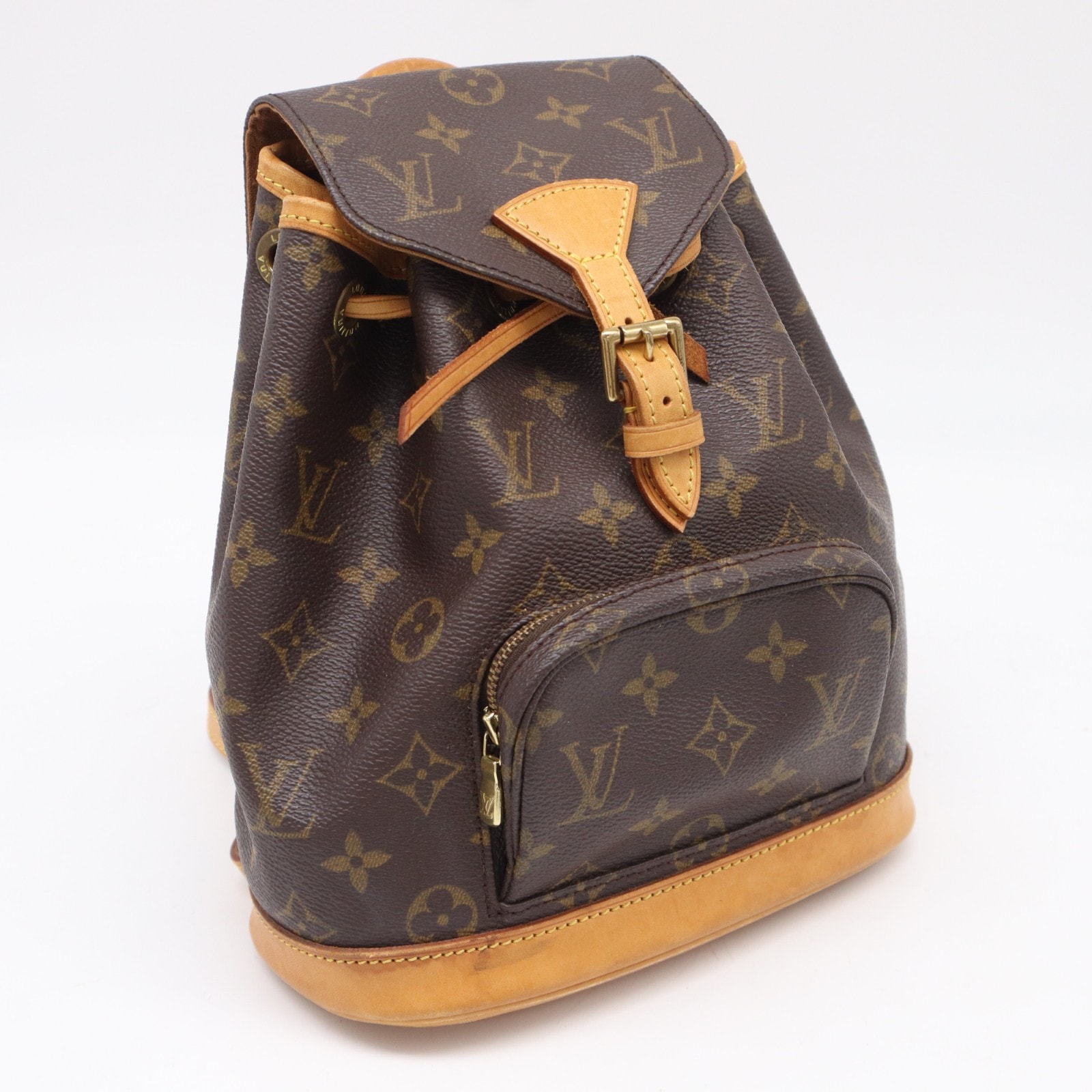 LOUIS VUITTON ルイ・ヴィトン モノグラム ミニモンスリ M51137 リュック・デイパック ブラウン ベージュ コーティングキャンバス レザー レディース