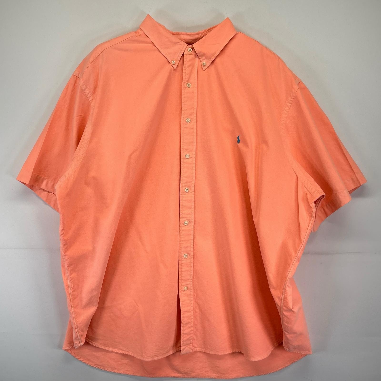 古着 90's/90年代 ラルフローレン RALPH LAUREN 半袖シャツ ワンポイント 大きいサイズ ネオンカラー  4XB  ピンク系 メンズ