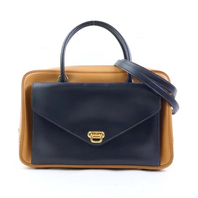 エルメス HERMES ハンドバッグ ショルダーバッグ ロレーヌ ヴォーガリバー ゴールド/ブルーネイビー レディース【中古】 90254i