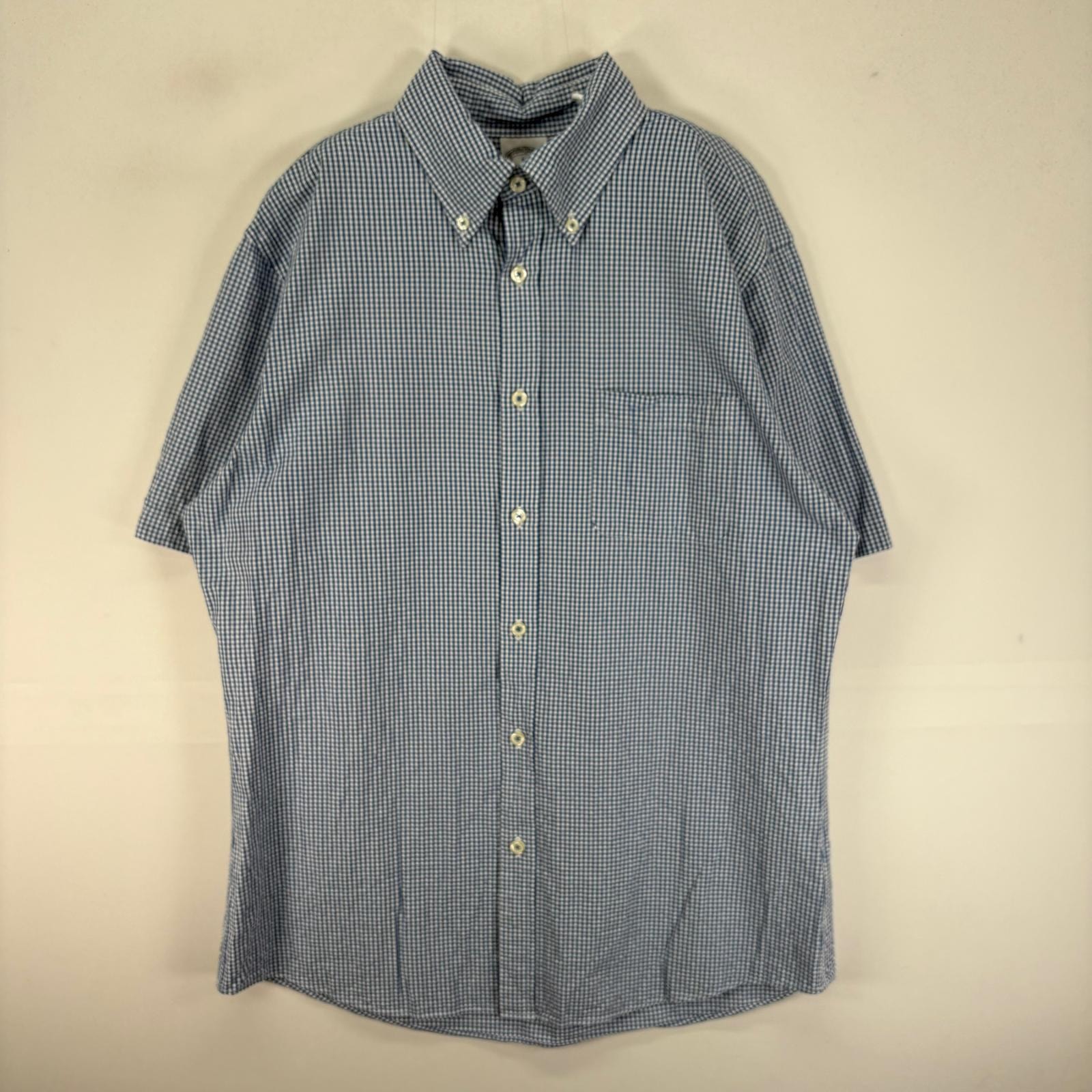 古着 ブルックスブラザーズ Brooks Brothers シアサッカー 半袖シャツ ボタンダウン M  ブルー系 チェック メンズ