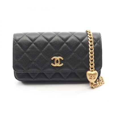 シャネル CHANEL マトラッセ フォンホルダー ショルダーバッグ バッグ キャビアスキン(グレインドカーフ) レディース ブラック系 AP3762 【中古】