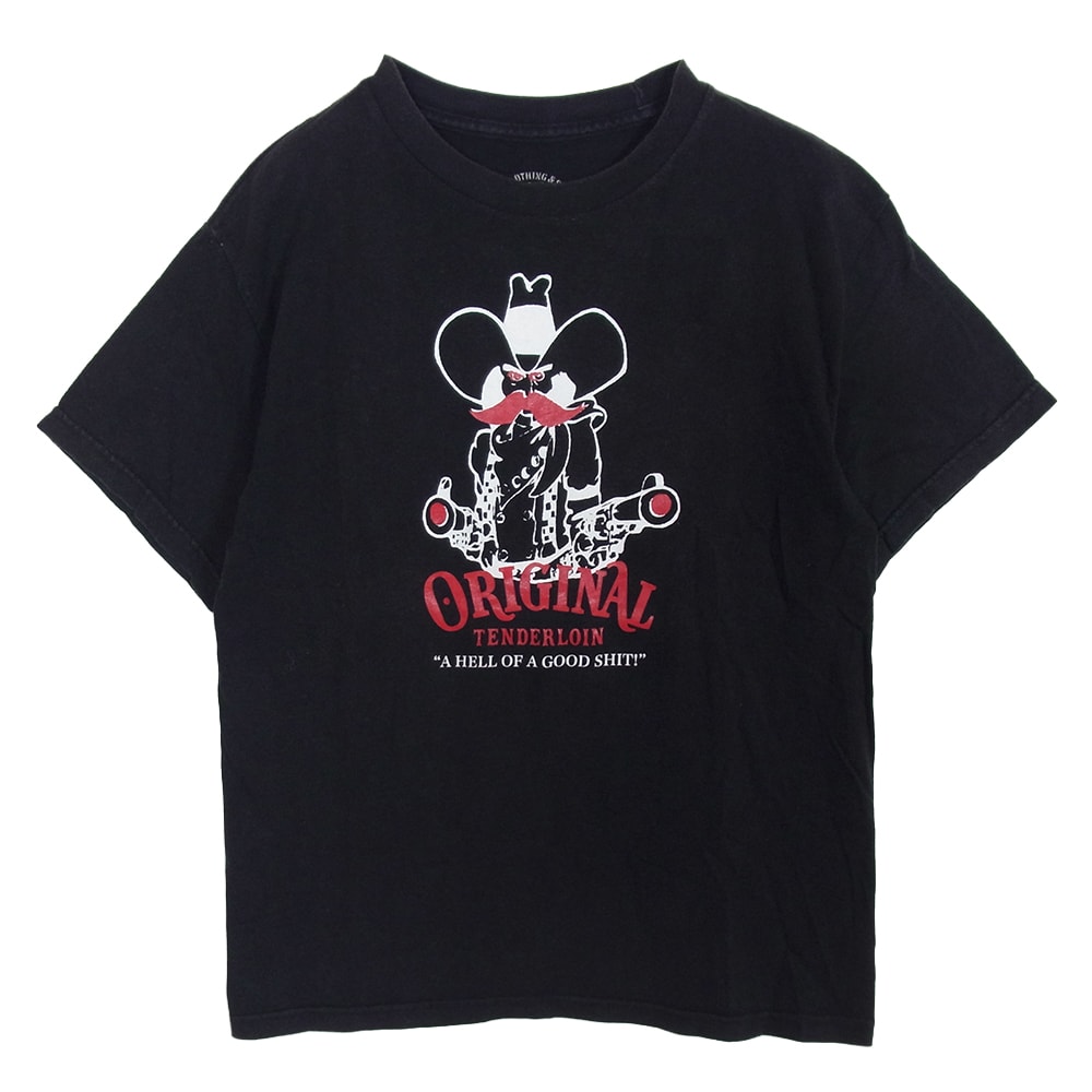 TENDERLOIN テンダーロイン Tシャツ T-TEE a hell of a good shit プリント Tシャツ ブラック系 S【中古】