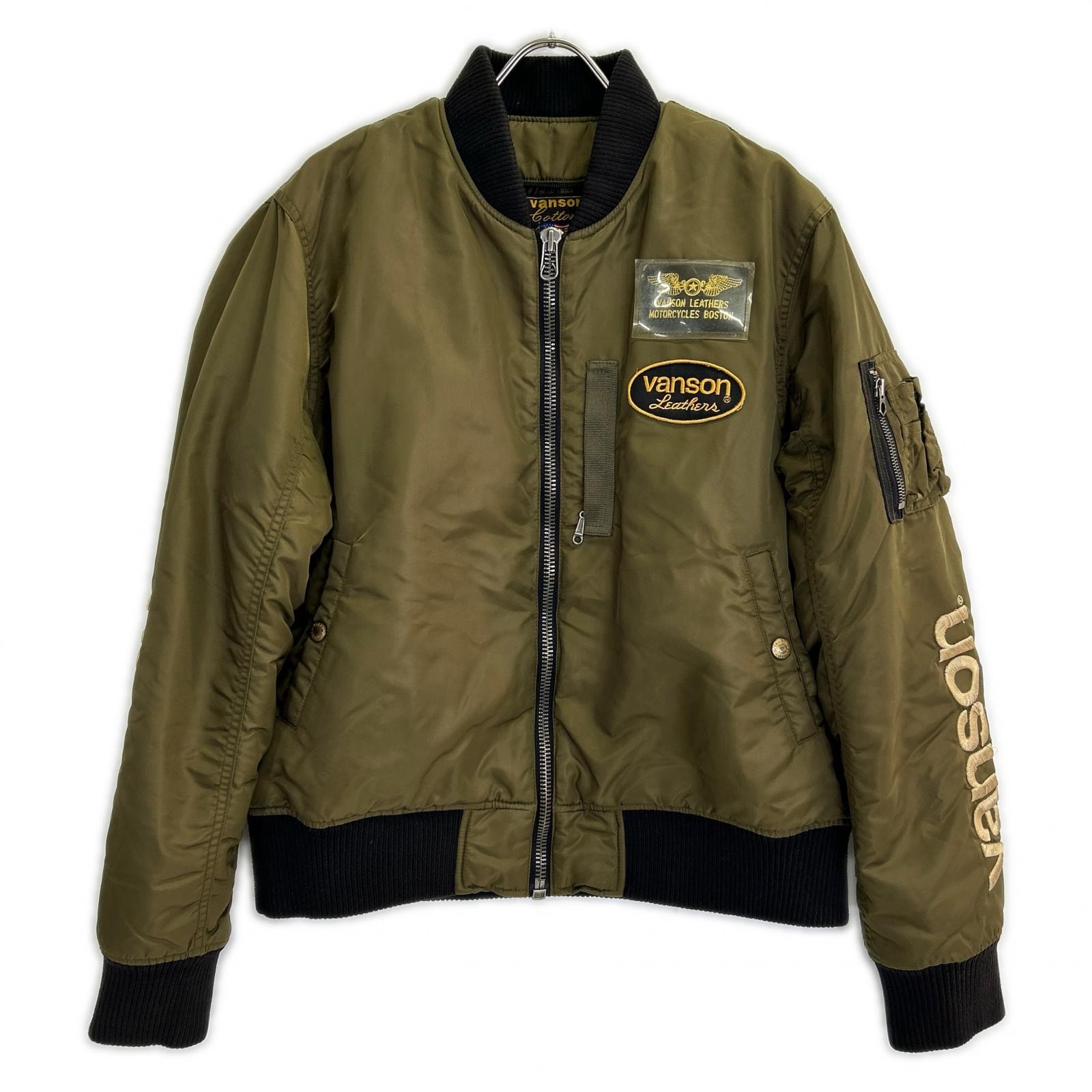 バンソン NVJK-401 カーキ レザータグ付き MA-1フライトジャケット XL