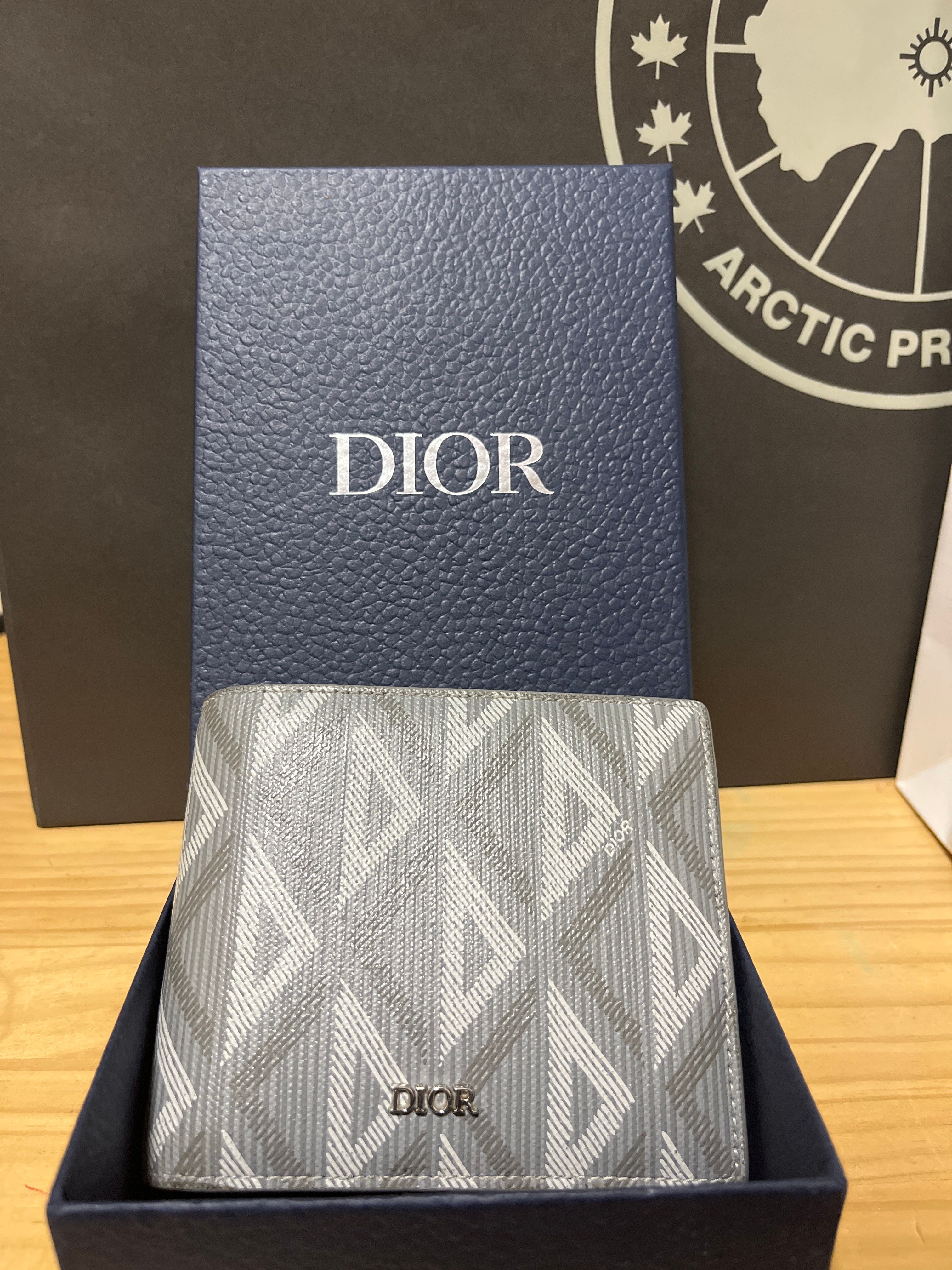 Dior Wallet With Coin Case CD Diamond Canvas "Gray"
