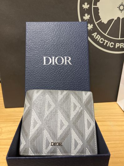 Dior Wallet With Coin Case CD Diamond Canvas "Gray"