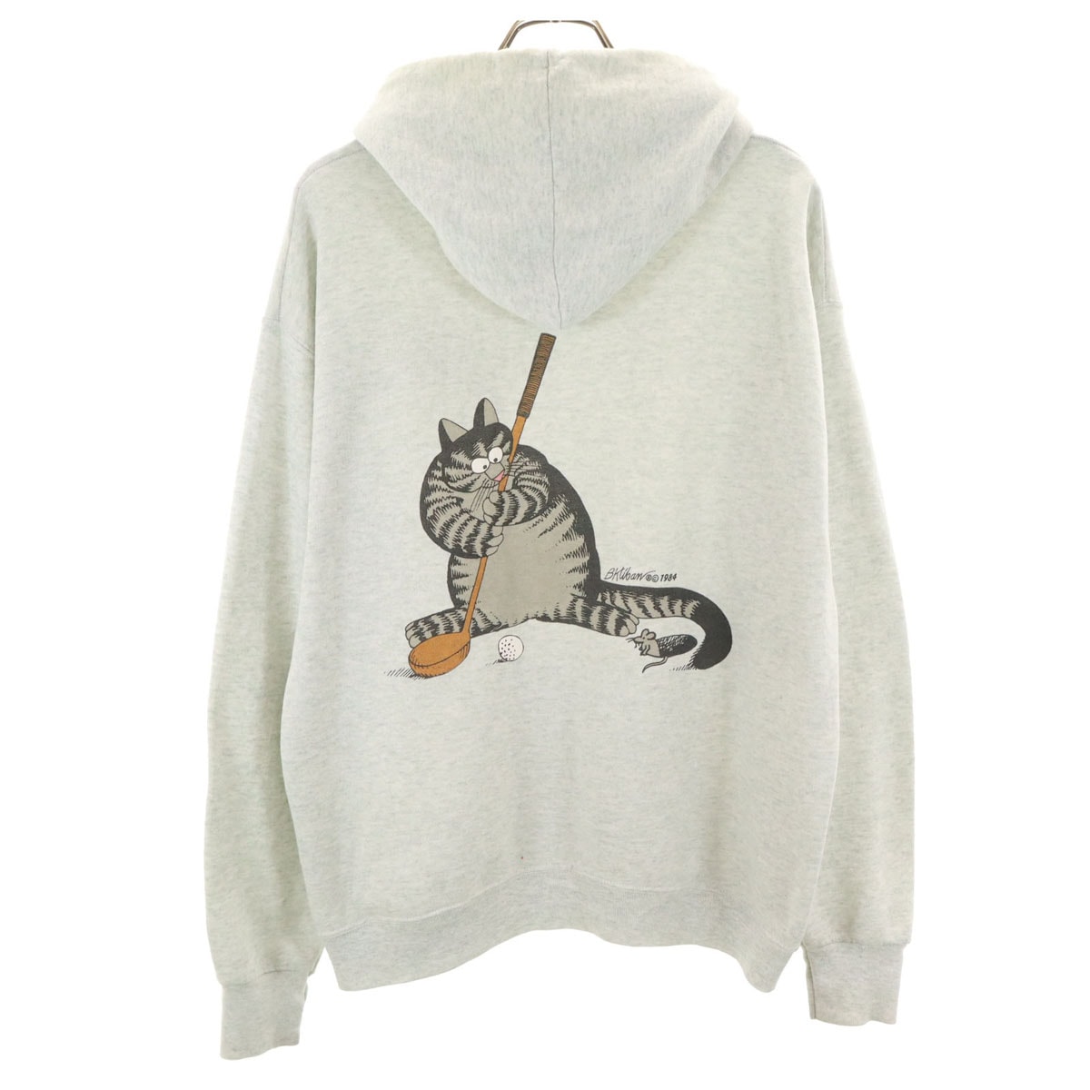 FRUIT OF THE LOOM フルーツオブザルーム 80s USA製 ヴィンテージ バックプリント クリバンキャット 長袖 スウェットパーカー L グレー