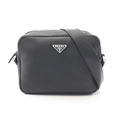 プラダ PRADA トライアングルロゴ ショルダーバッグ バッグ レザー メンズ ブラック系 2VH189 【中古】