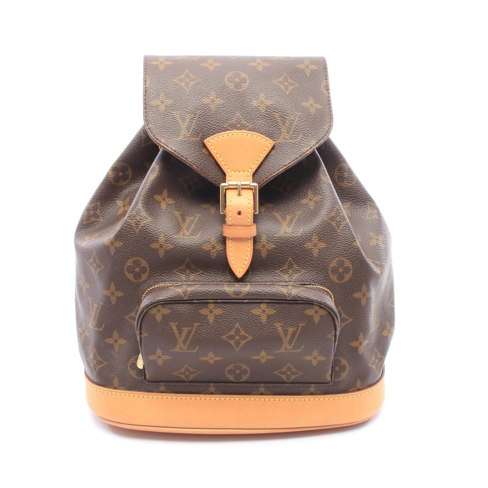 ルイ・ヴィトン LOUIS VUITTON モンスリMM モノグラム リュックサック バックパック バッグ PVCコーティングキャンバス レザー モノグラム レディース ブラウン系 M51136 【中古】