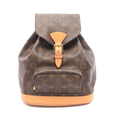 ルイ・ヴィトン LOUIS VUITTON モンスリMM モノグラム リュックサック バックパック バッグ PVCコーティングキャンバス レザー モノグラム レディース ブラウン系 M51136 【中古】