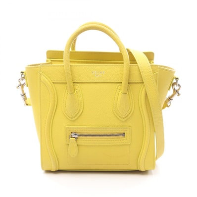 セリーヌ CELINE ラゲージ ナノショッパー ハンドバッグ バッグ レザー レディース イエロー系 【中古】