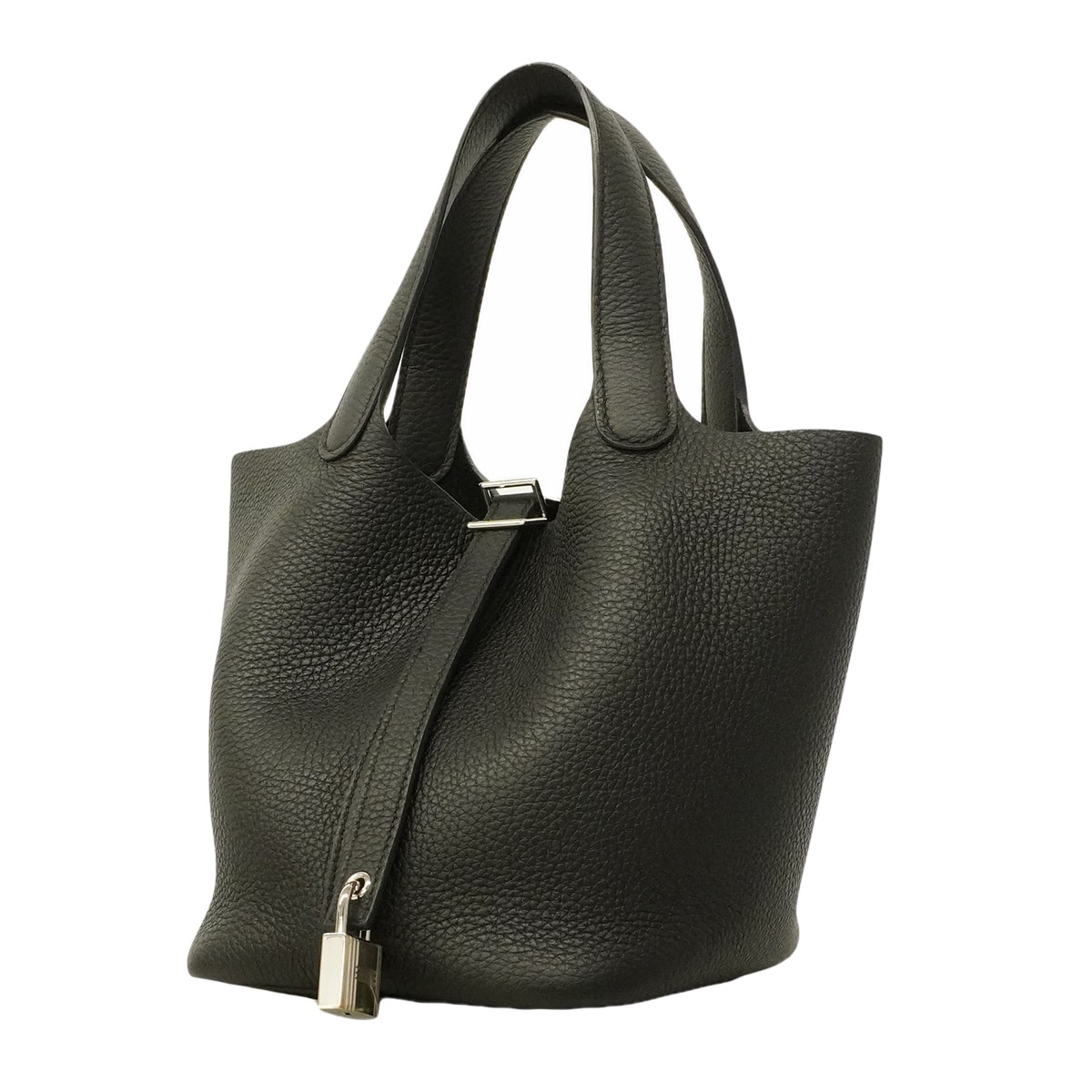 ★最終価格★SALE【6hb1361-h】エルメス ハンドバッグ ピコタンロックPM トリヨンクレマンス ブラック シルバー金具 U刻印【中古】レディース
