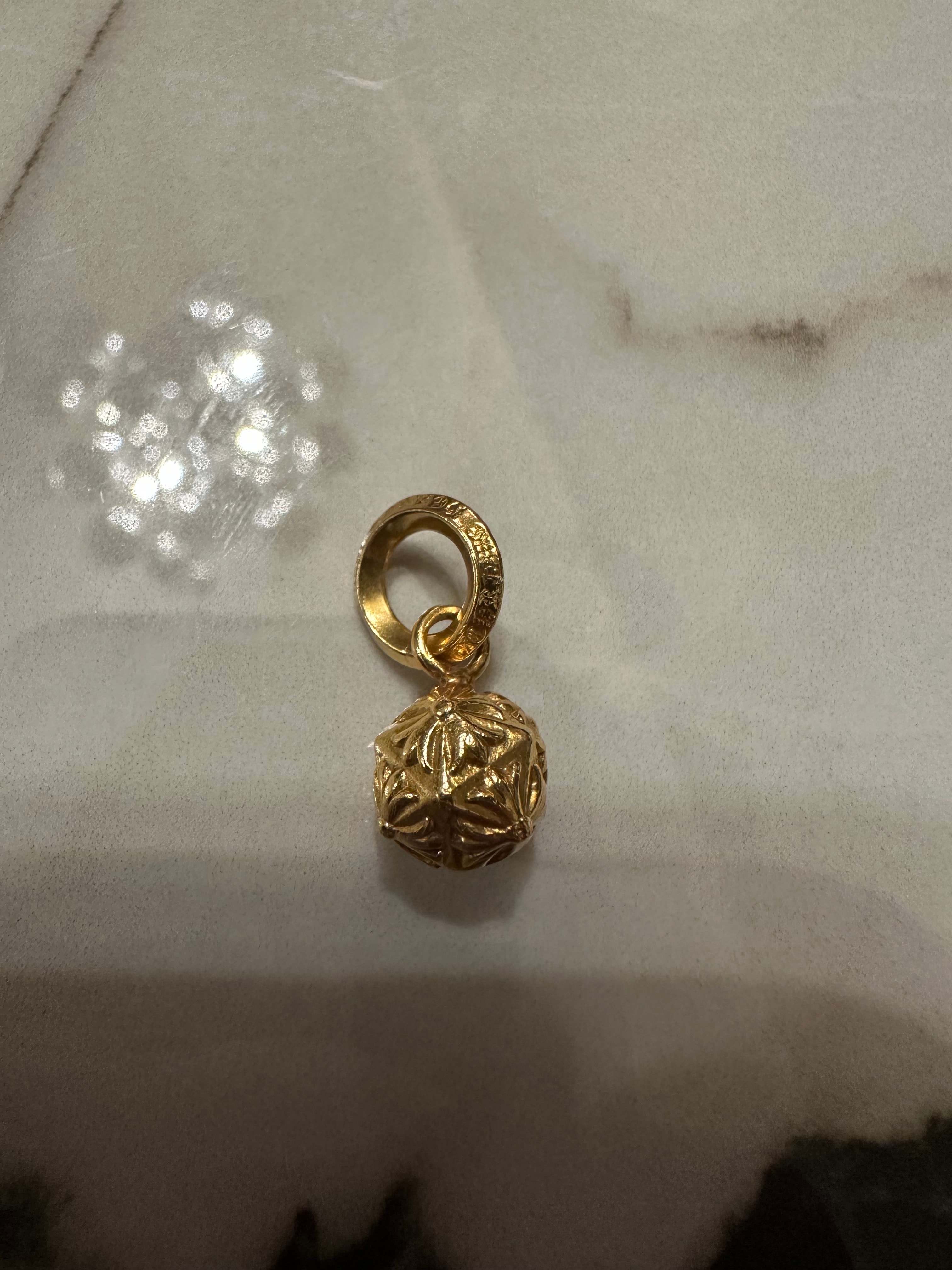 Chrome Hearts 22K Pyramid Plus Ball Charm Pendant "Yellow Gold"