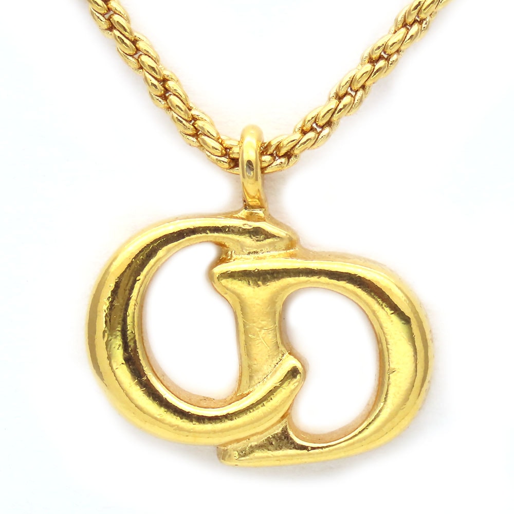 【中古】 クリスチャンディオール ネックレス メタル ゴールド CDロゴ メッキ アクセサリー レディース 女性 Christian Dior